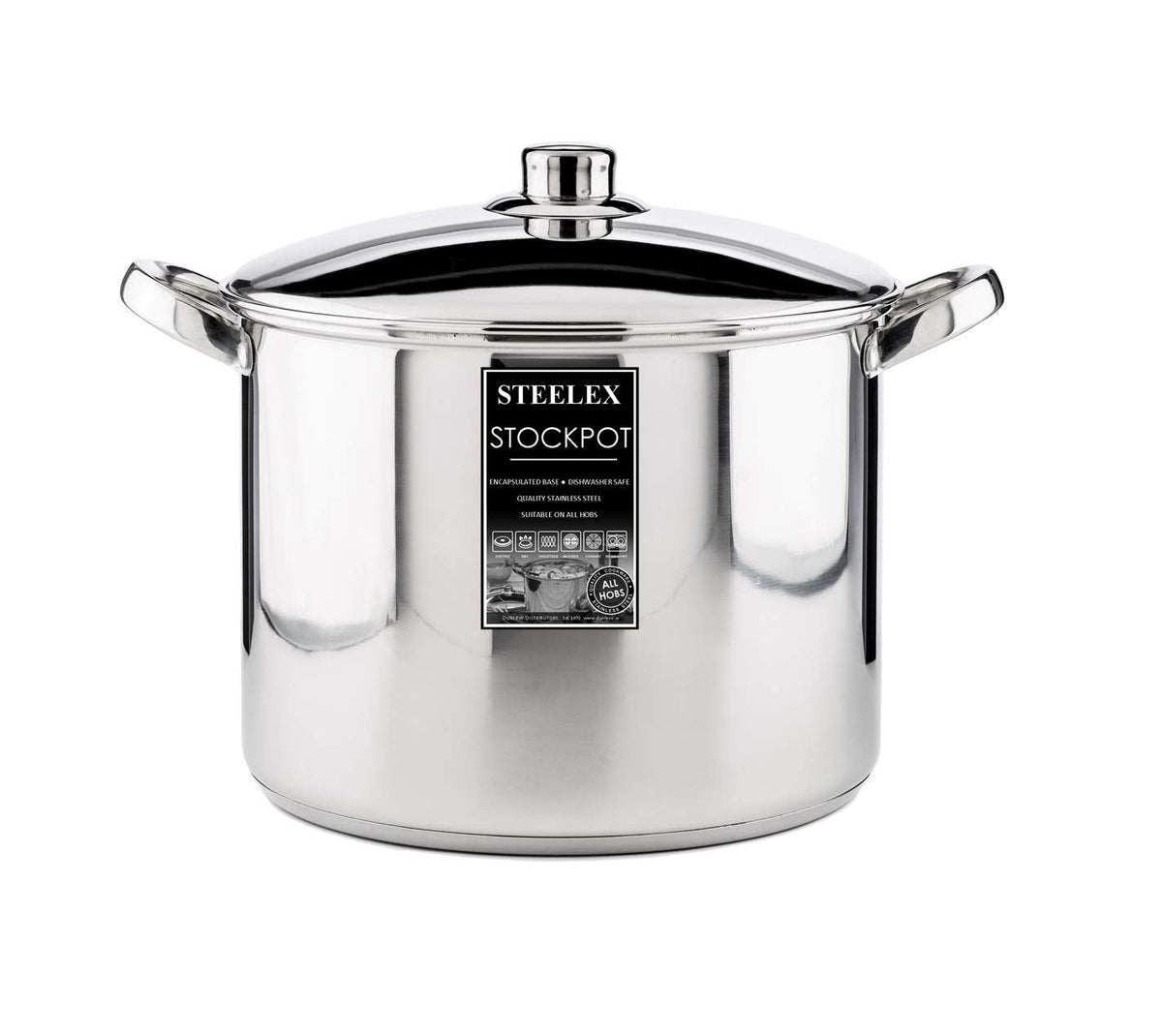 Stainless Steel Induction Stock Pot with Lid Large Deep Casserole Cooking Stockpot Mirror Polished Finish Soup Stew Home Brew Pot (28cm - 12.5 Litre)