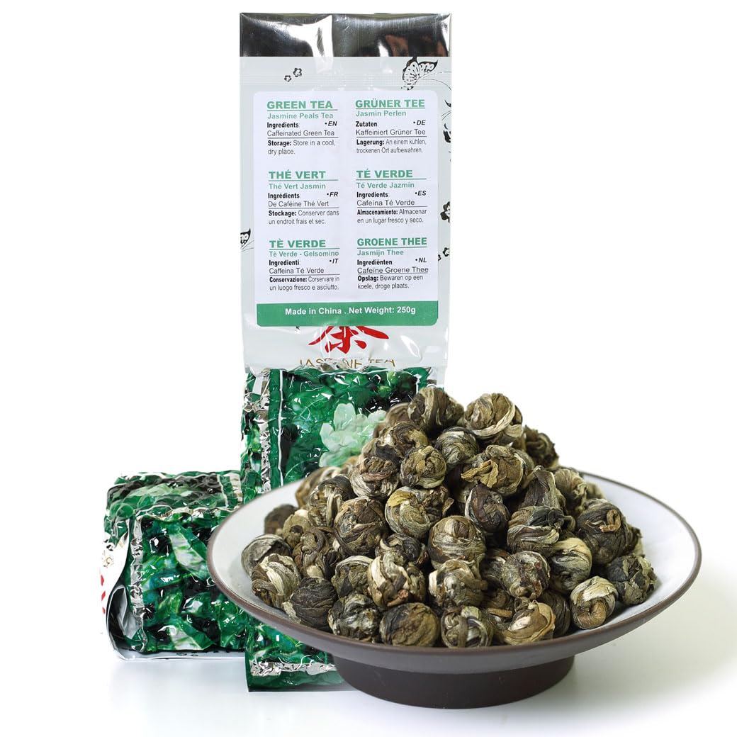 GOARTEA - Jasmine Dragon Pearls - 250g / 8.8oz Supreme Grade Jasmine Pearl Green Tea - Chinese Green Tea Loose Leaf
