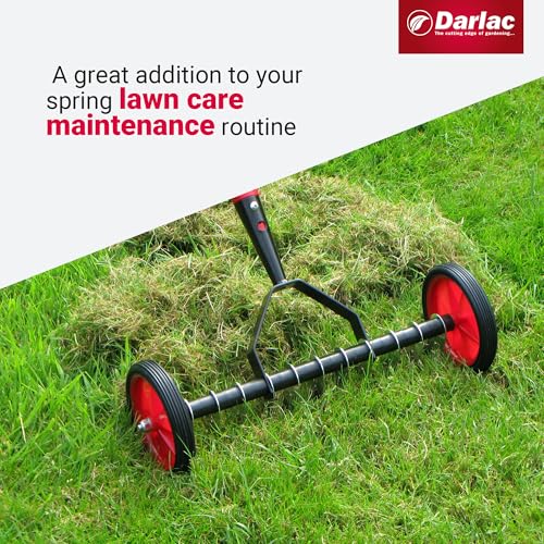 Darlac Lawn Scarifier ? For Lawn Care & Maintenance ? Made From Strong Powder-Coated Steel ? Telescopic Handle Adjusts to Suit Height ? Extends 97cm