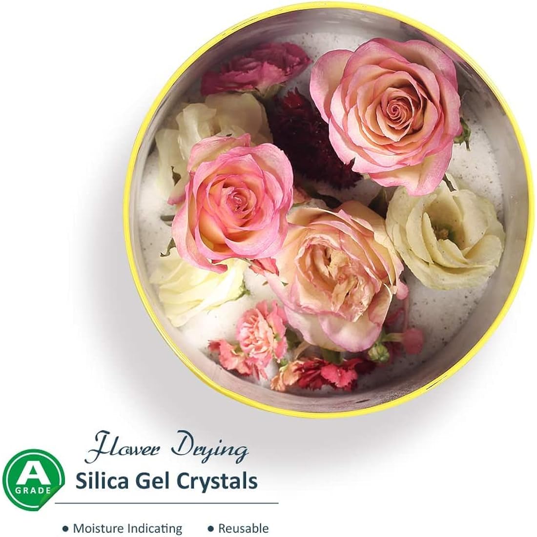 wisedry 10 LBS Silica Gel Flower Drying Crystals, 2 Packs of 5 LBS, Color Indicating, Reusable