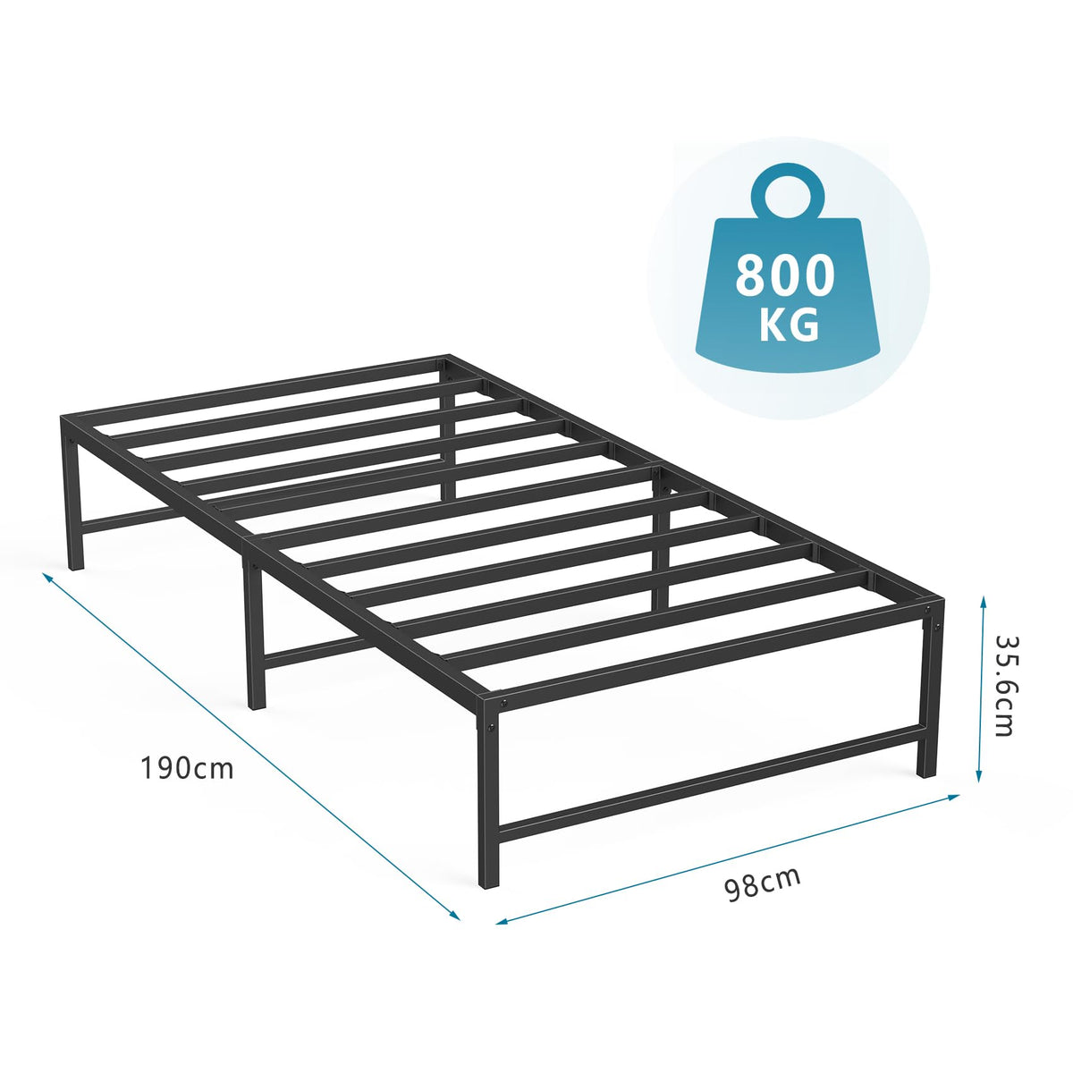 Yornoli 3ft Single Bed Heavy Duty Steel Slats Single Metal Bed Frames with 31.5cm Platform Storage for Adult No Box Spring Needed Easy Assembly