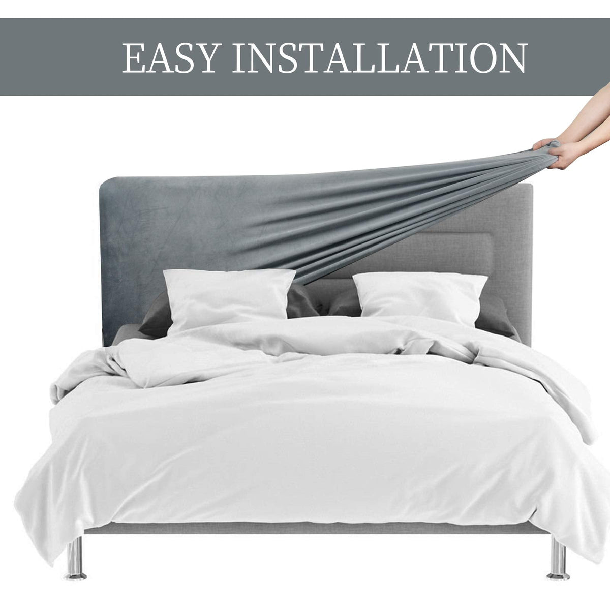 DUJUIKE Headboard Cover for California King Bed, Stretch Bed Headboard Slipcover, Dustproof Protector Cover for Linen Tufted Upholstered Headboard