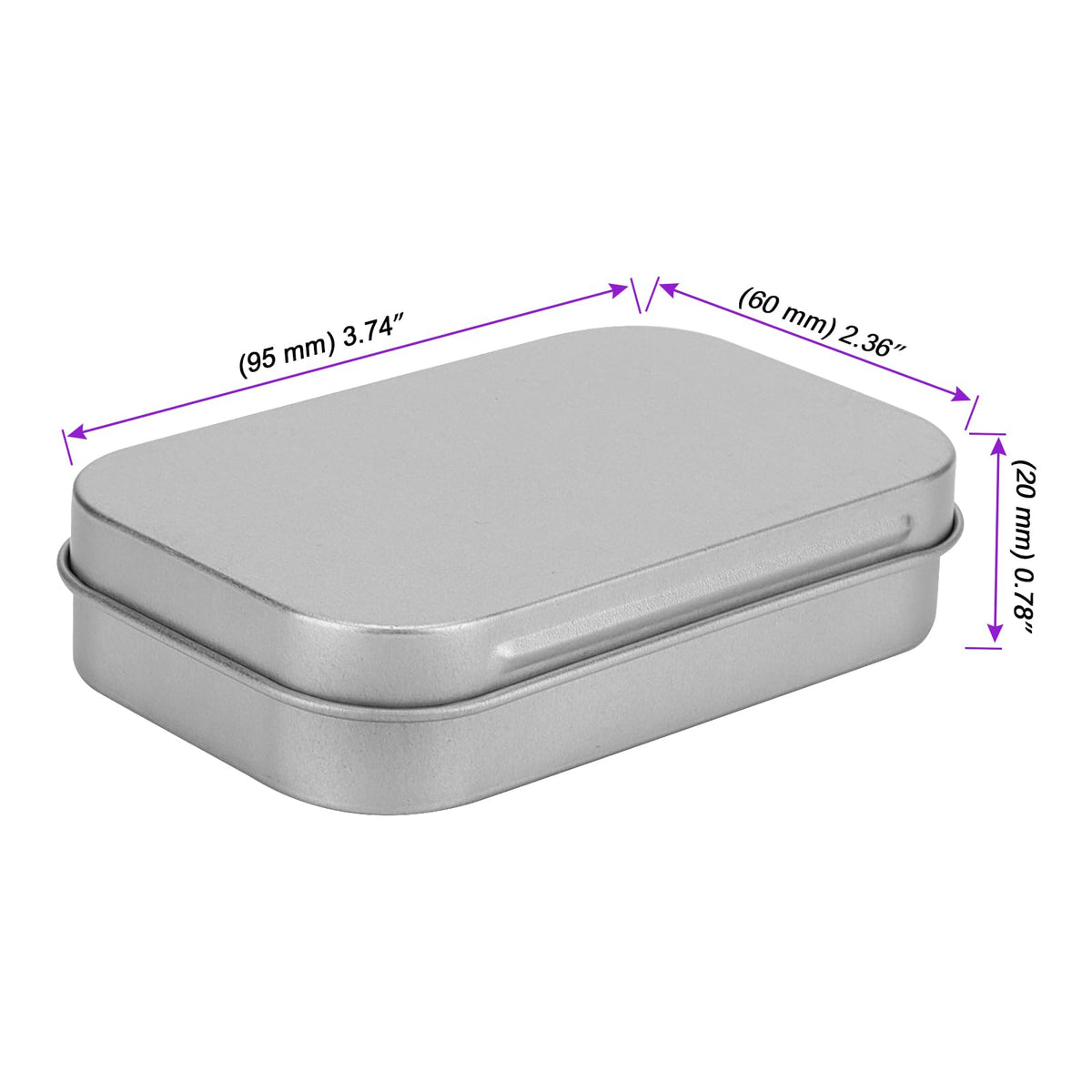 JOIKIT 20Pcs Rectangular Metal Empty Hinged Tins, 9.5 x 6 x 2cm Silver Mini Tin Box, Metal Storage Tin