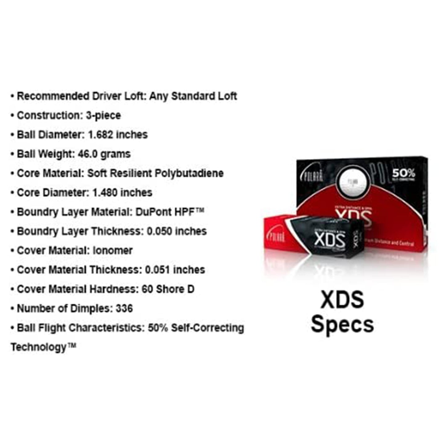 Polara Golf XDS Extra Distance & Spin 3-Piece Golf Balls, Designed to Correct Hooks and Slices, (12 Balls)