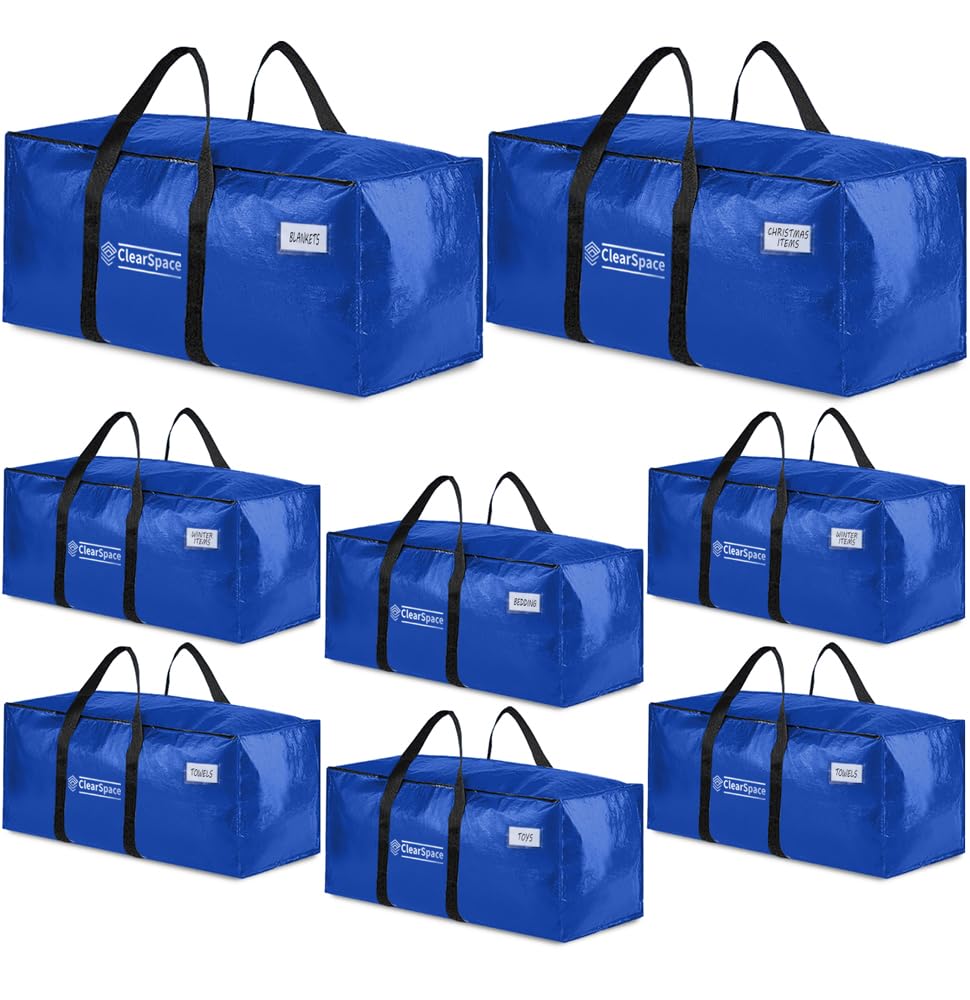 ClearSpace Heavy Duty Moving Boxes or Storage Bags  Storage Bins with Lids, Large Moving Bags with Backpack Straps & Handles  Moving Supplies for