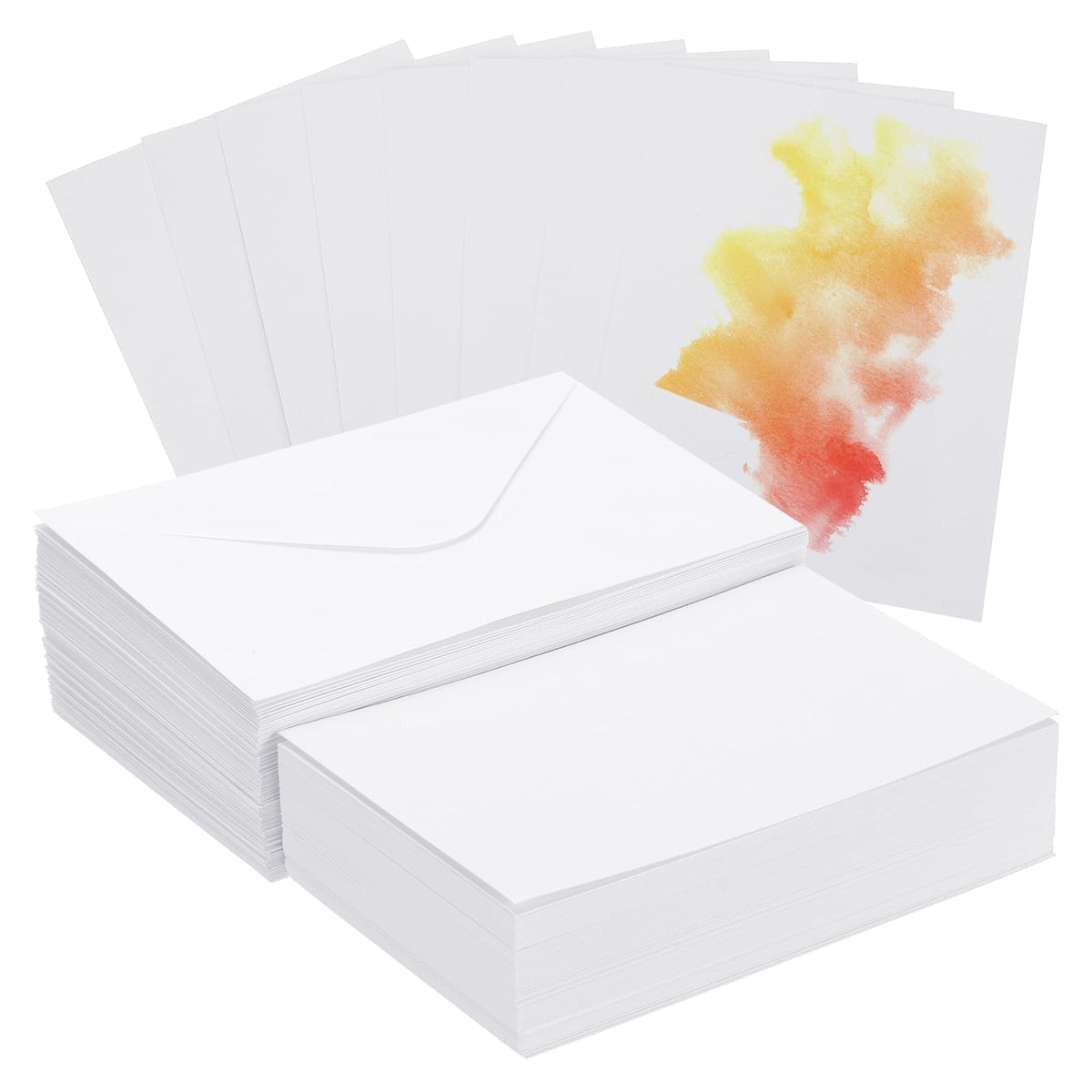 PATIKIL 50 Sets Pure Cotton Watercolor Cards 140lb/300 GSM Postcards with Envelopes for Art Painting Creative Thank Notes, 4x6 Inch