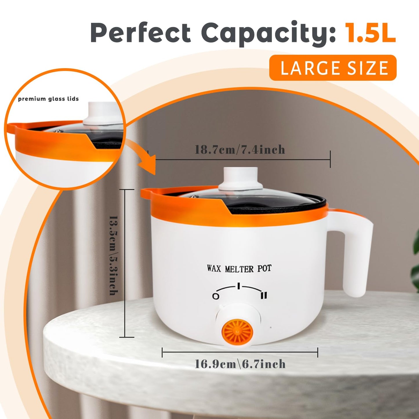 Ksedcon Electric Wax Melting Pot for Candle Making, Candle Wax Melter with Lid, Candle Pouring Pot with Pouring Spout (Orange)