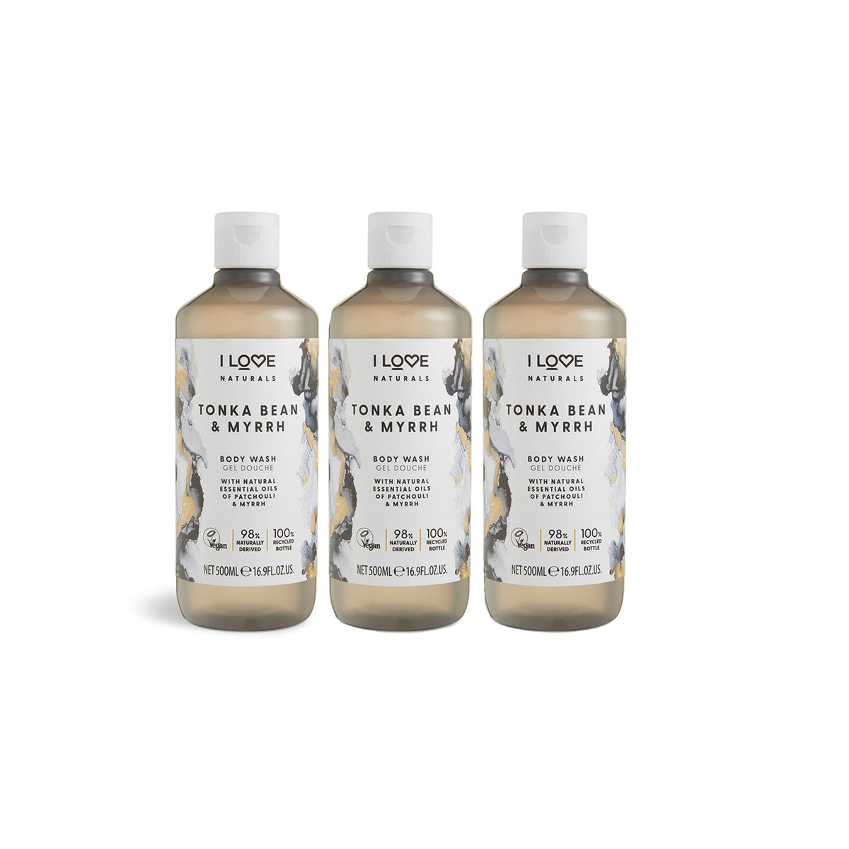 I LOVE Naturals Tonka Bean & Myrrh Nourishing Body Wash - Patchouli & Myrrh Oils, Gentle Cleanser with Essential Oils, Vegan, Moisturising & Scented