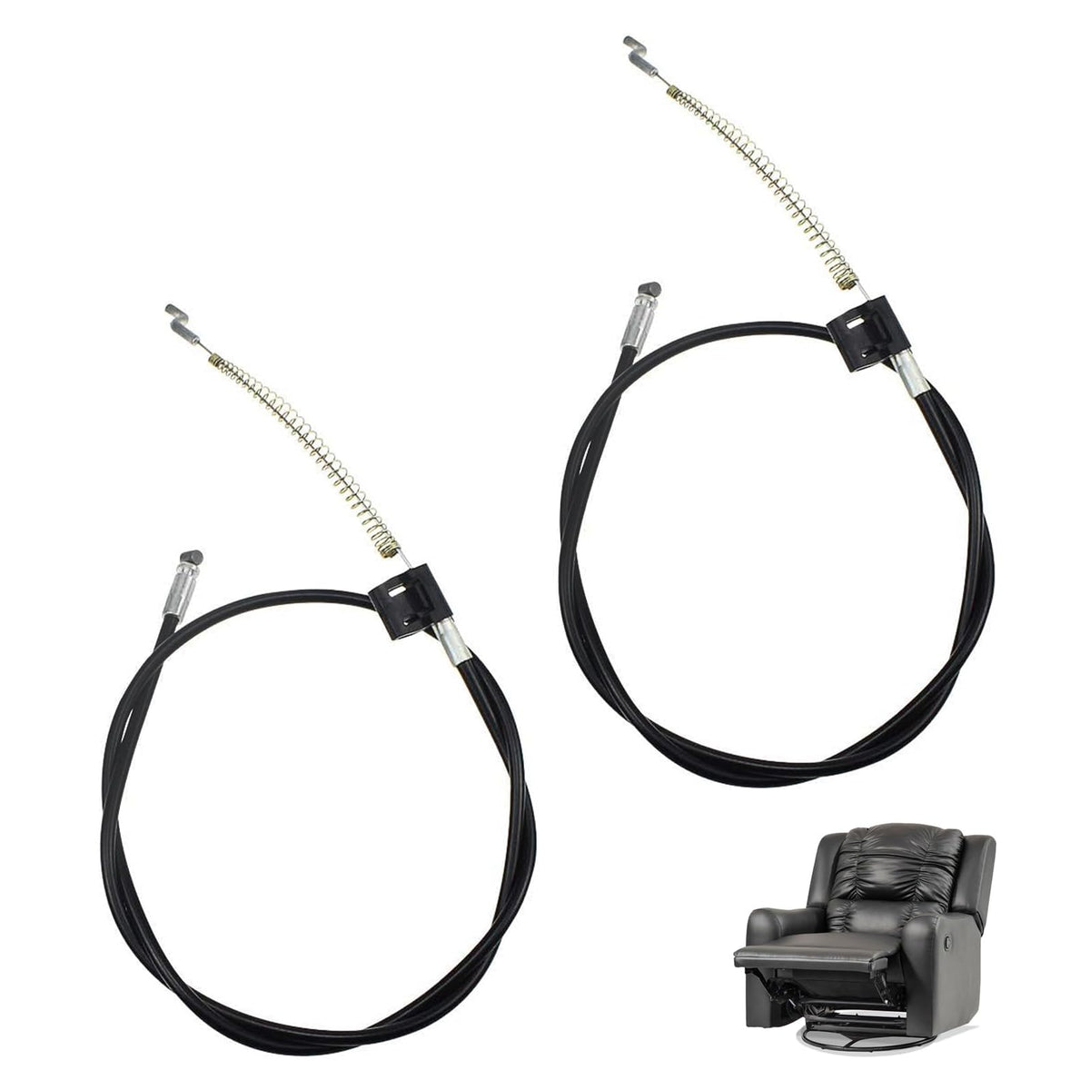 2 Pcs Replacement Recliner Chair Cable, Sofa Recliner Handle Metal Cable, Universal Fit with Spring Hook, Compatible with Massage Chairs