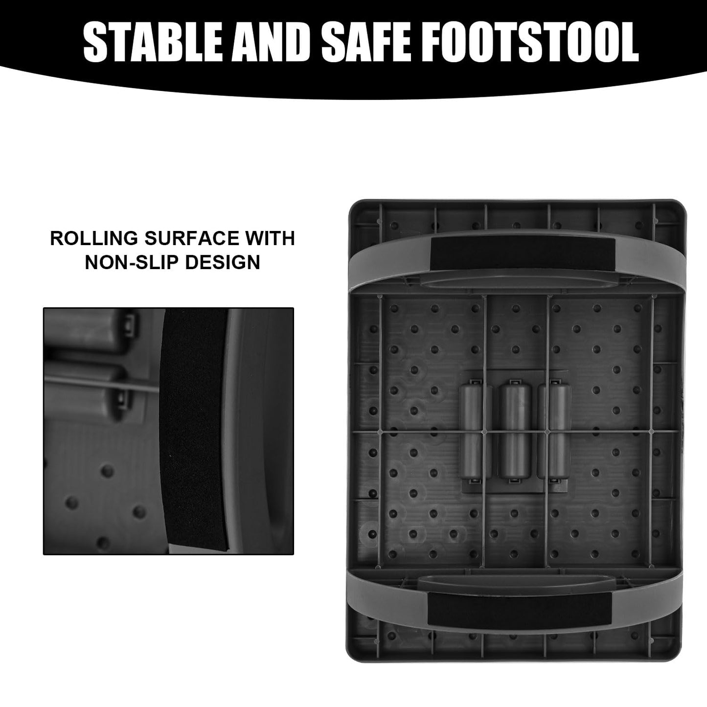 Rocking Foot Rest Under Desk, Ergonomic Foot Stool Under Desk with Massage Rollers Non-Skidding Detachable Footrest for Office Home Travel