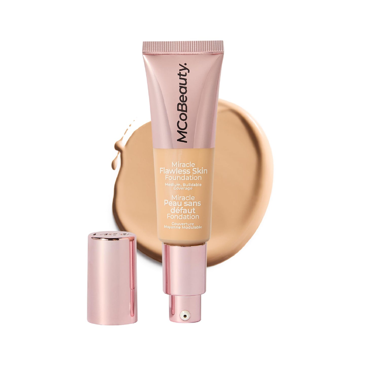 MCoBeauty - Miracle Flawless Skin Liquid Foundation - Light Nude Shade - Buildable Dewy-Finish Formula with Hyaluronic Acid, Coconut Water and Rose