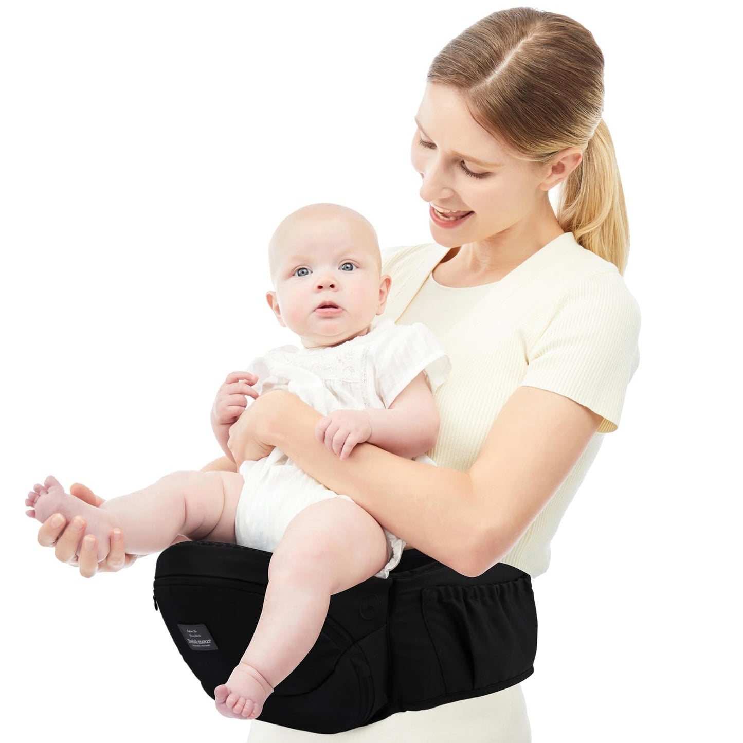 Bebamour Baby Carrier Hip Seat 0-36 Months Lightweight 3 in 1 Baby Carrier Newborn to Toddler HipSeat (Black)