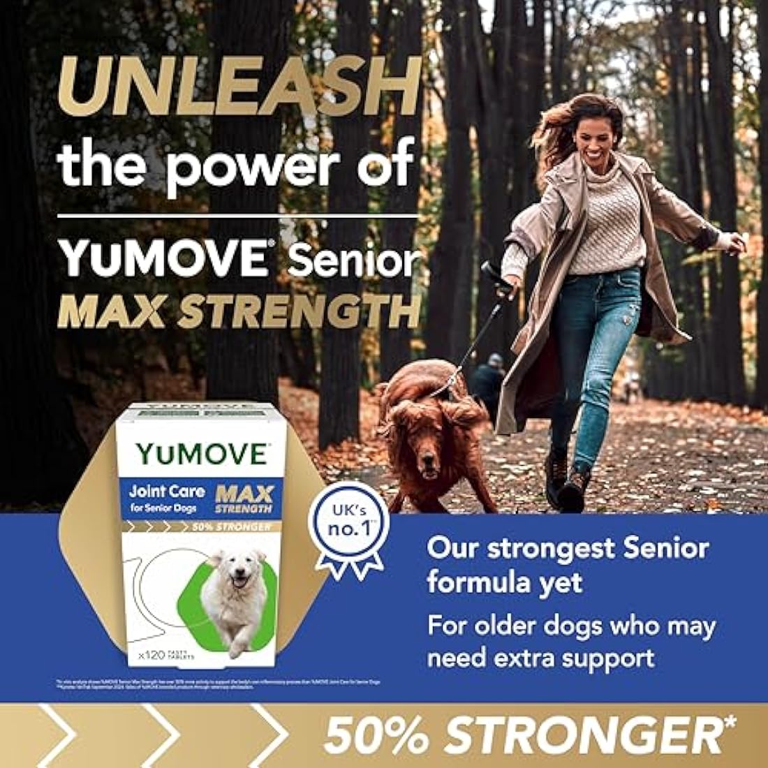 YuMOVE Max Strength Joint Supplement for Senior Dogs, Joint Care with Glucosamine, Chondroitin and Green Lipped Mussel, Age 8+, 120 Tablets