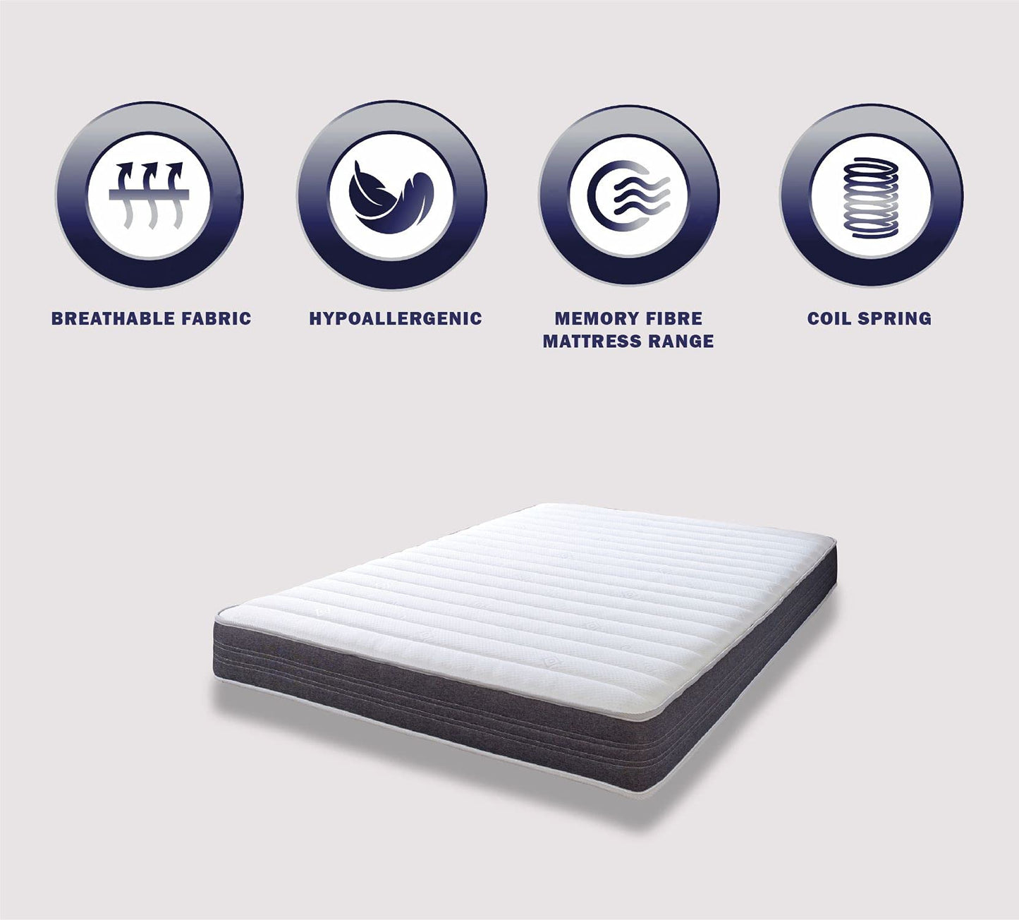Extreme Comfort Sirocco Airflow Grey 18cms Deep Hybrid Spring & Memory Fibre Mattress, 2ft6 Small Shorty Single (2ft6 x 5ft9, 75cm x 175cm)