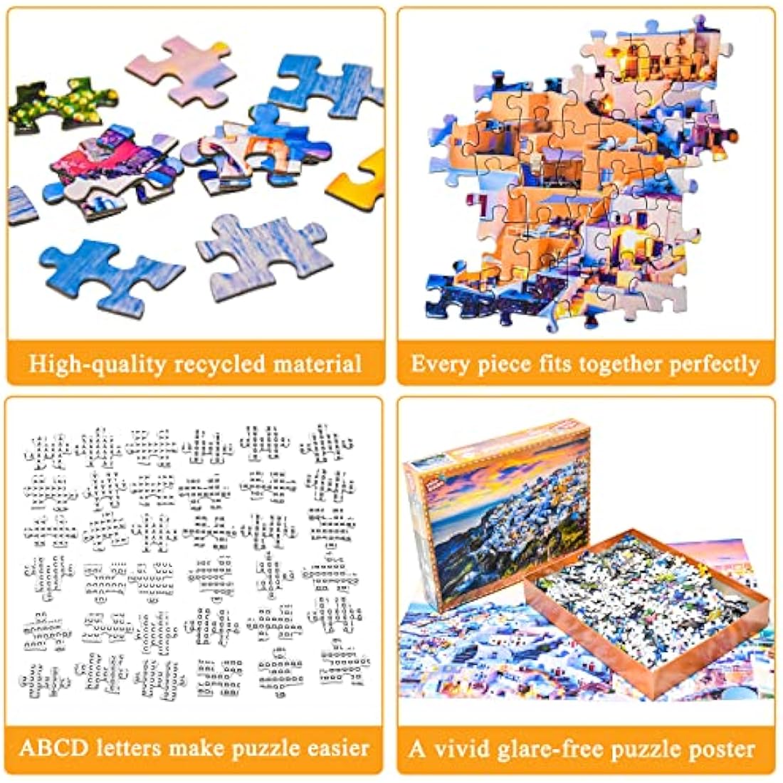 Santorini Island Jigsaw Puzzles for Adults 1000 Piece Aegean Sea Jigsaw Puzzles for Adults Gifts
