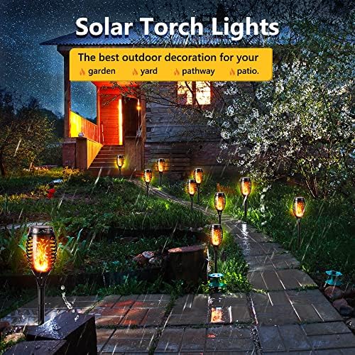 NEXVIN 16 Pack Solar Flickering Dancing Flame Lights Waterproof Solar Torch Lights for Outdoor Garden Patio Pathway Yard Driveway Decorative