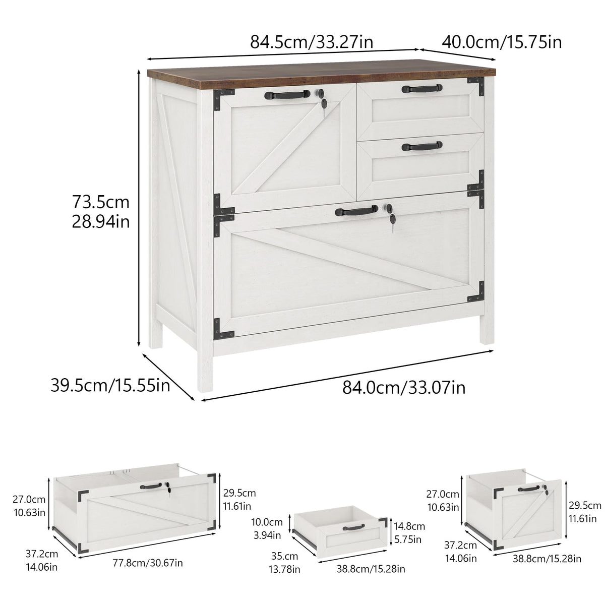 BonVache Wood Lateral File Cabinet with 4 Drawer for Hanging Files Letter/A4/Legal Size, Large Farmhouse Filing Cabinets with Lock for Home Office