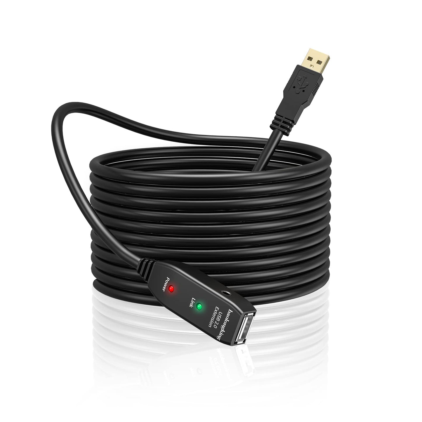 baolongking USB Extension Cable 5M,10M,15M,20M, USB2.0 Active Repeater A Male to A Female Long Cables With Signal Booster (10M)