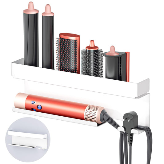 YYBO Hair Dryer Holder Wall Mount for Curling Irons Styler Attachments, Adhesive Hair Dryer And Straightener Holder, Hairdryer Holder Wall Mounted