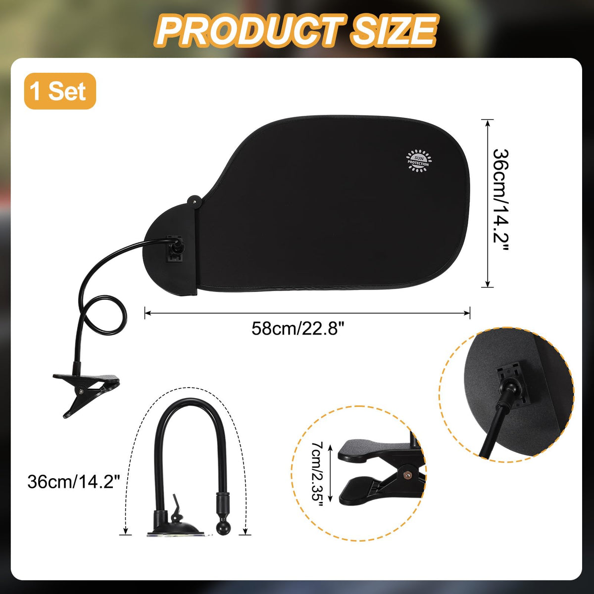 PATIKIL Desk Shade, 22.8" Adjustable Cubicle Shade with Suction Cup and Clip Portable Foldable Cubicle Light Shield for Block Overhead Light Privacy