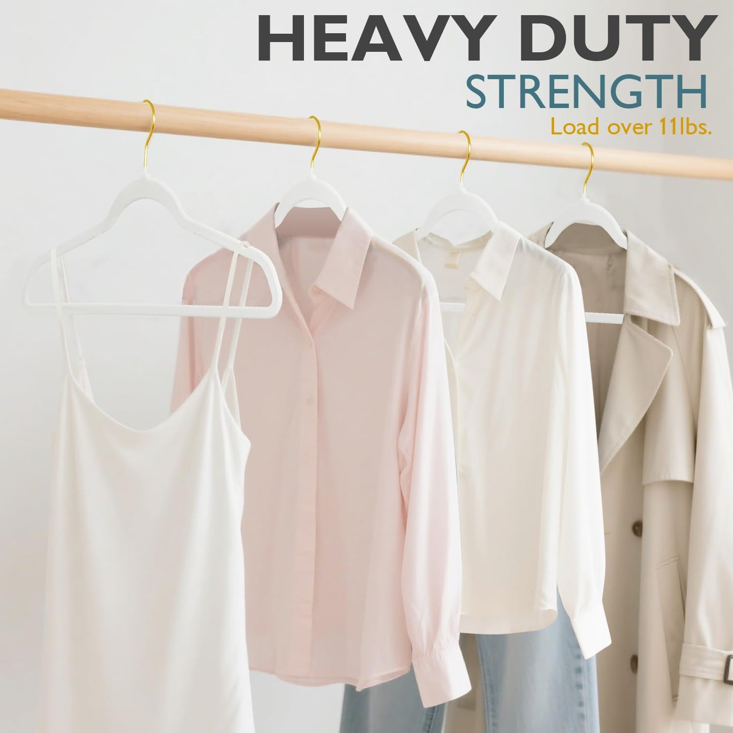 ManGotree Velvet Coat Hangers with 360° Swivel Gold Hook 48 Pack White