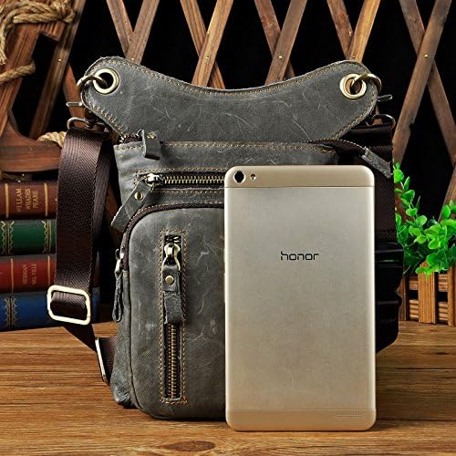 Le'aokuu Mens Genuine Leather Messenger Shoulder Bag Waist Bag Pack Drop Leg Bag Motorcycle 833