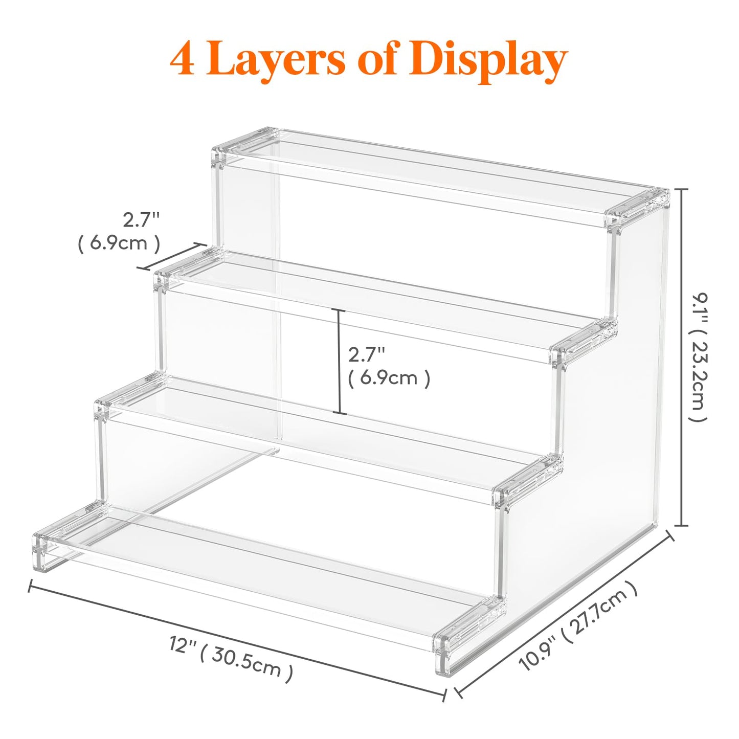 Lifewit Clear Display Stand, 12 Inch 4 Tires Perfume Display Stand Holder, Plastic Display Riser for Figures, Cupcake