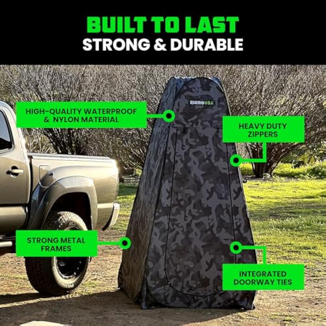 Rhino USA Portable Pop Up Privacy Changing Tent - Ultimate Outdoor Camping Shower, Camp Toilet Tent, Rain Shelter for Beach and Camping - Lightweight and Sturdy, Instant Setup While On-The-Go