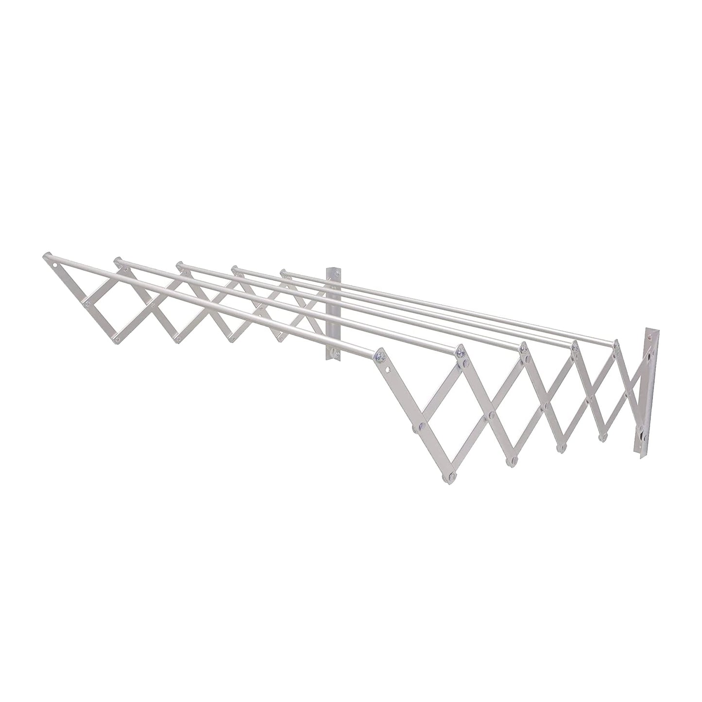 Amig - Wall Mounted Clothes Airer | Aluminium Drying Length | Extendable Clothes Line with 5 Bars | Dimensions: 120 x 14 x 3 cm | Foldable Clothes