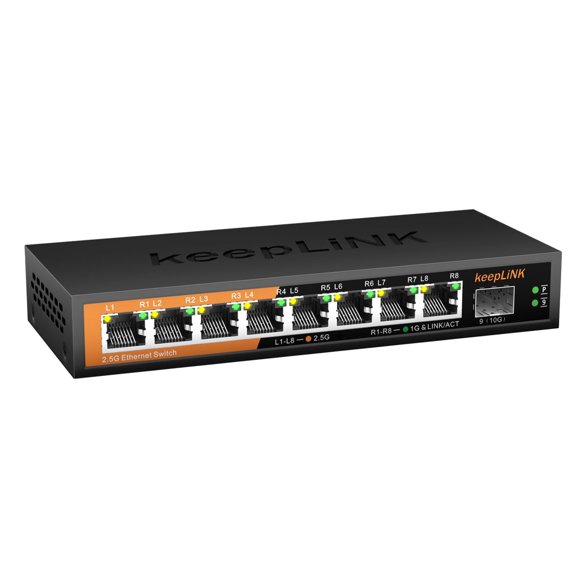 keepLiNK 8 Port 2.5G Switch Unmanaged, Ethernet Switch with 8 x 2.5G Base-T Ports, 1 x 10G Base-T SFP Slot, 60Gbps Switching Capacity, Plug & Play,