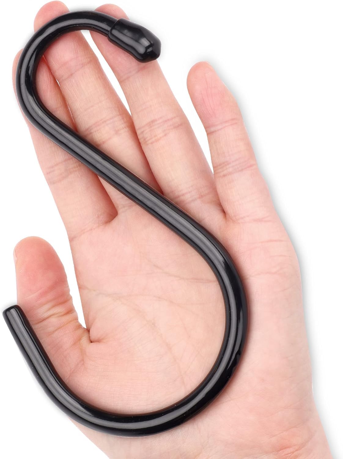Anteabee 12 Pack Heavy Duty S Hooks, Large S Hooks, Rubber Coated S Hook Hanger, 14CM Black S Shaped Hook for Hanging Plants, Banana, Clothes,