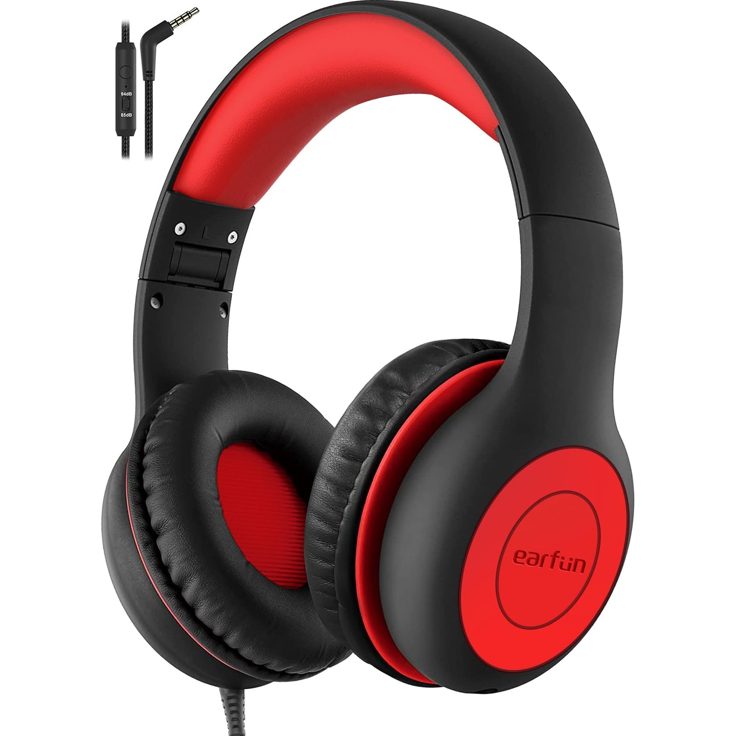 EarFun Kids Headphones, Foldable Headphones for kids, 85/94dB Volume Limiter, Sharing Function, Stereo Sound, Adjustable Headband, Wired Children