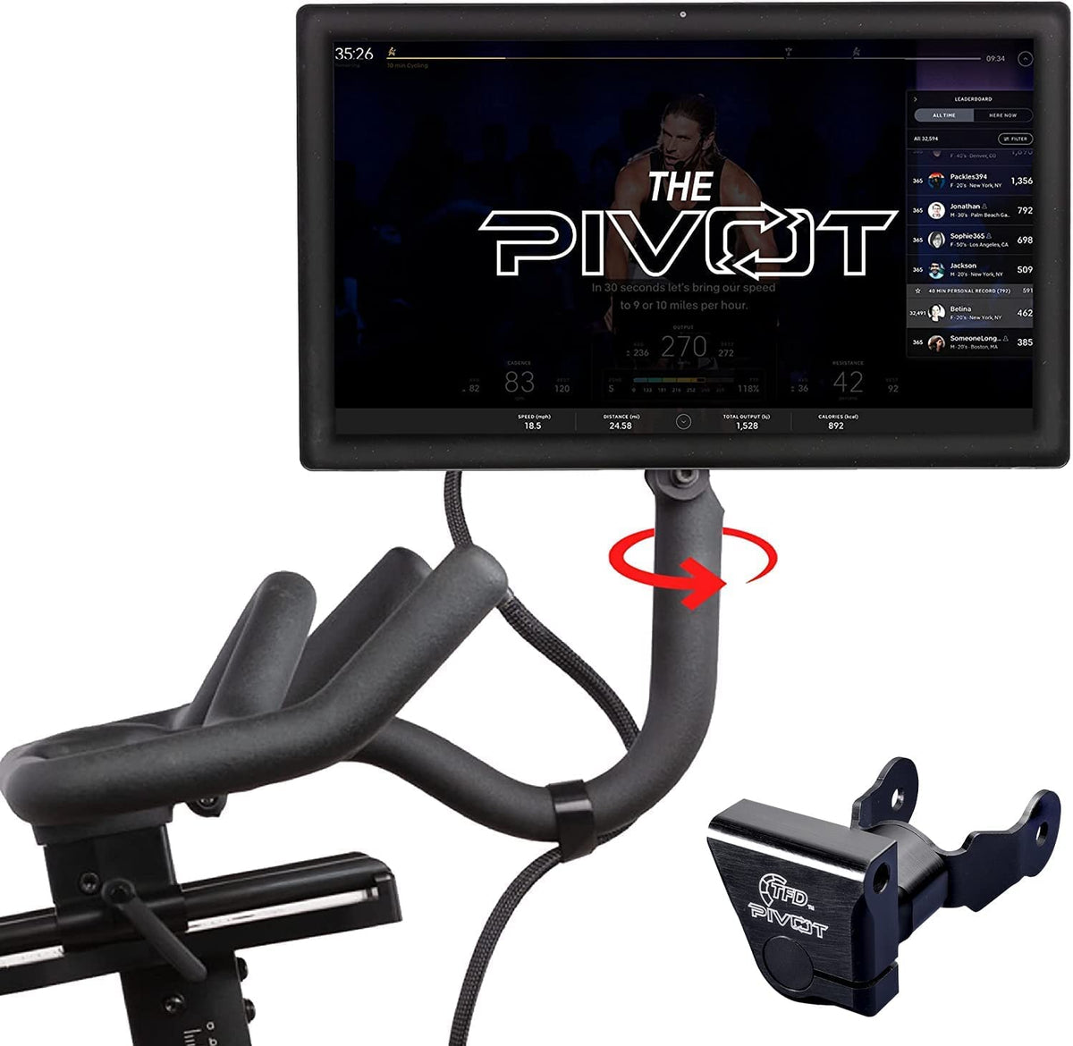 TFD The Pivot for Peloton Bikes (Original Models), Made in USA | 360? Movement Monitor Adjuster - Easily Adjust & Rotate Your Peloton Screen | Peloton