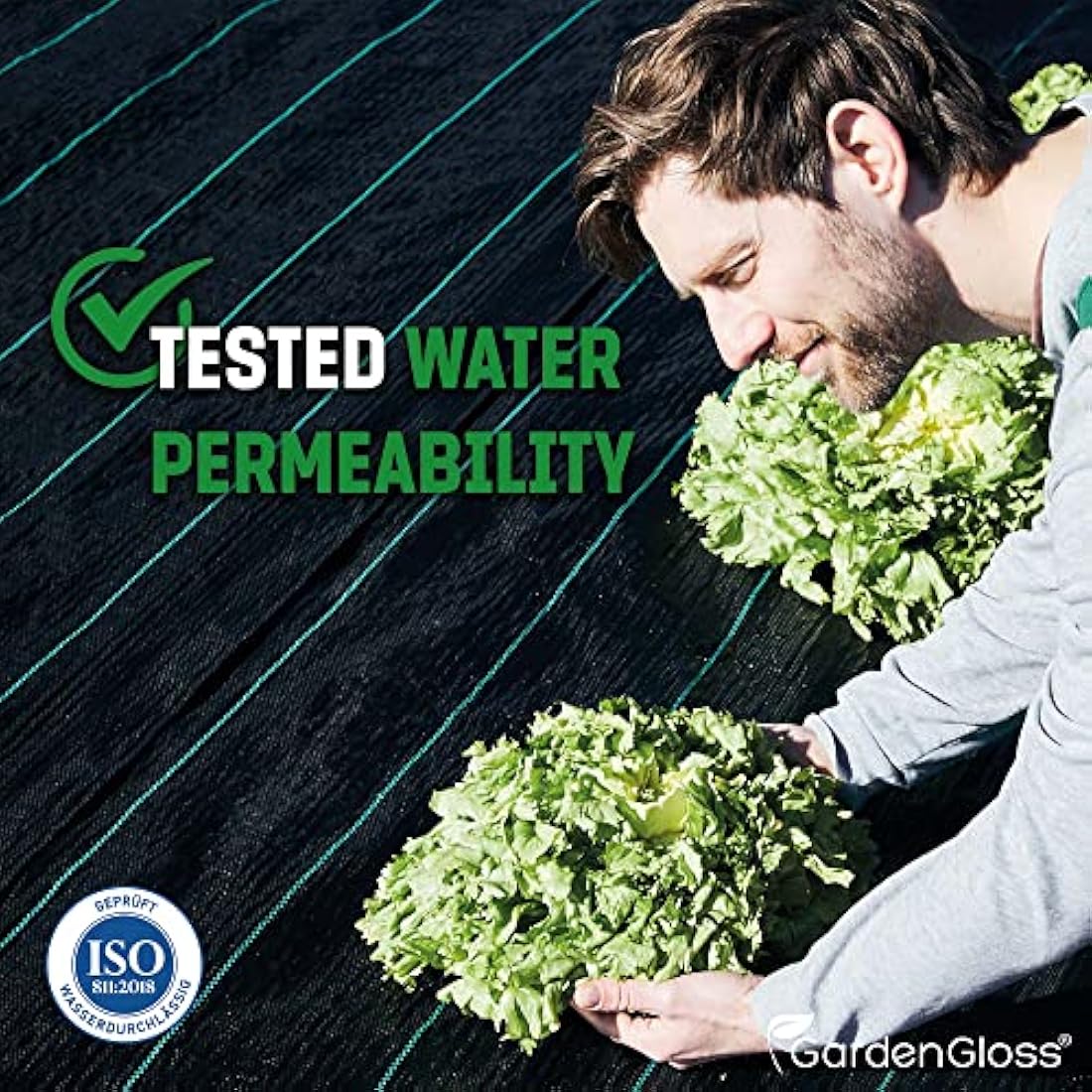 GardenGloss 20m2 Weed Control Membrane (100gsm) - Water Permeable and Tearproof Weed Barrier Fabric - Weed Control Fabric with High UV-Stabilisation (10m x 2m, folded)