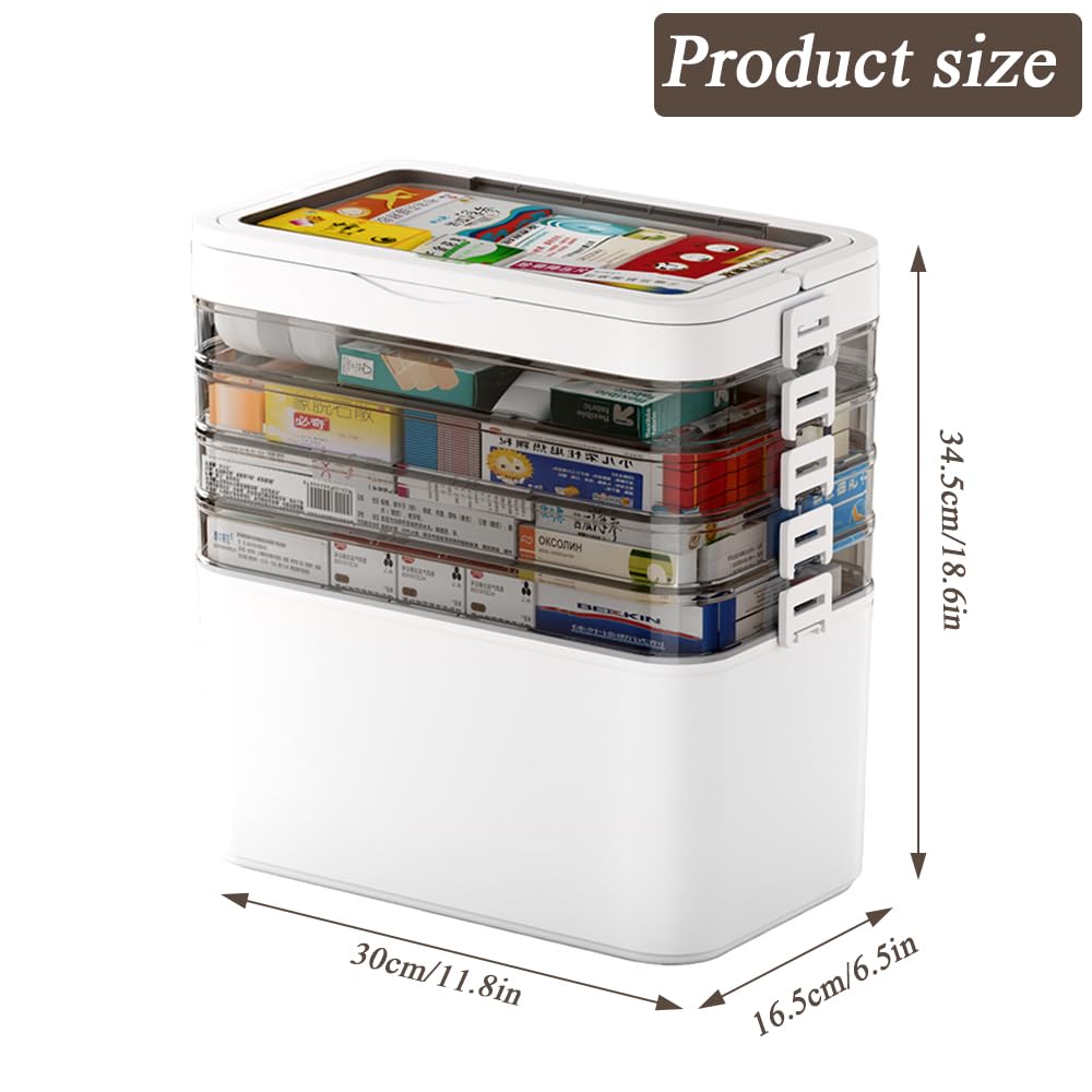SINBINTA 6 Layer Medicine Storage Box,Portable Carry Handle