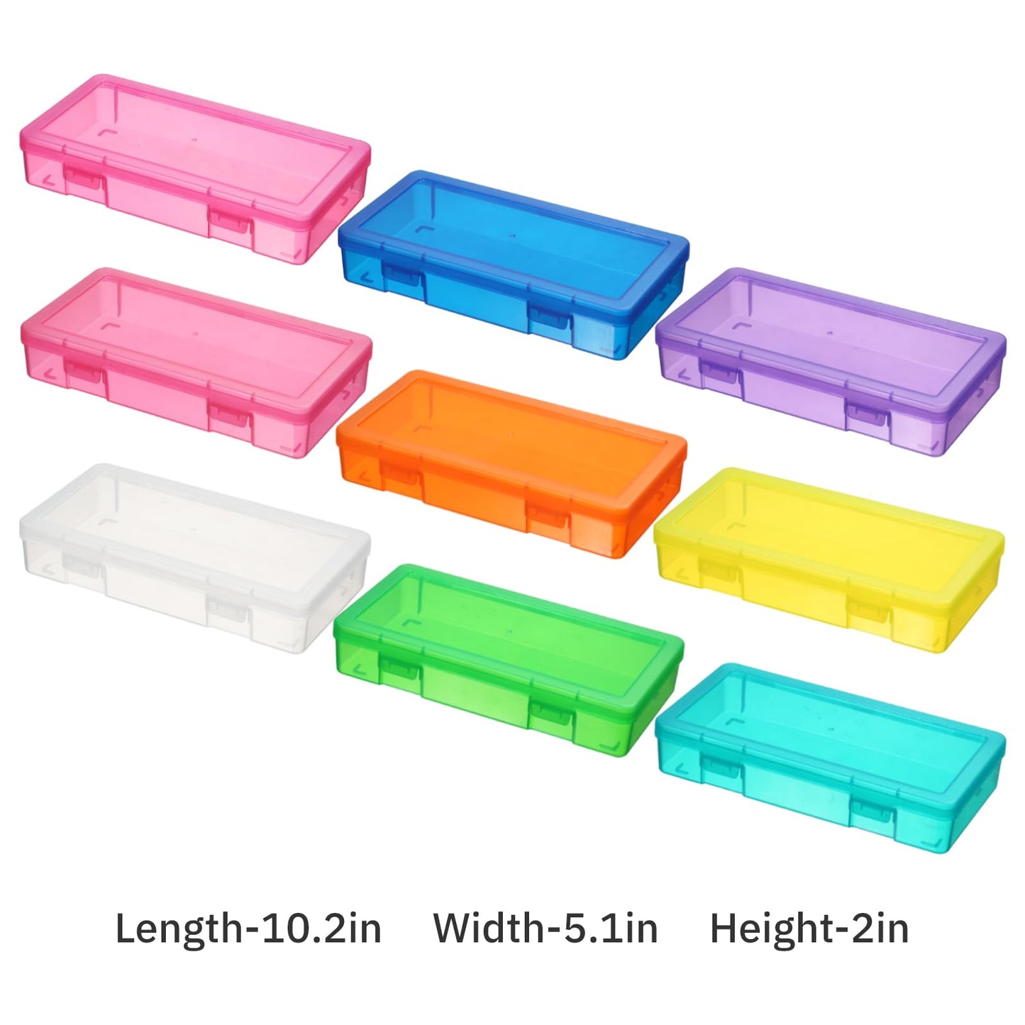 novelinks Medium Plastic Storage Boxes with Latching Lids – 9 Pack Stackable Craft Organizers for Supplies, Pencils, Crayons, Beads