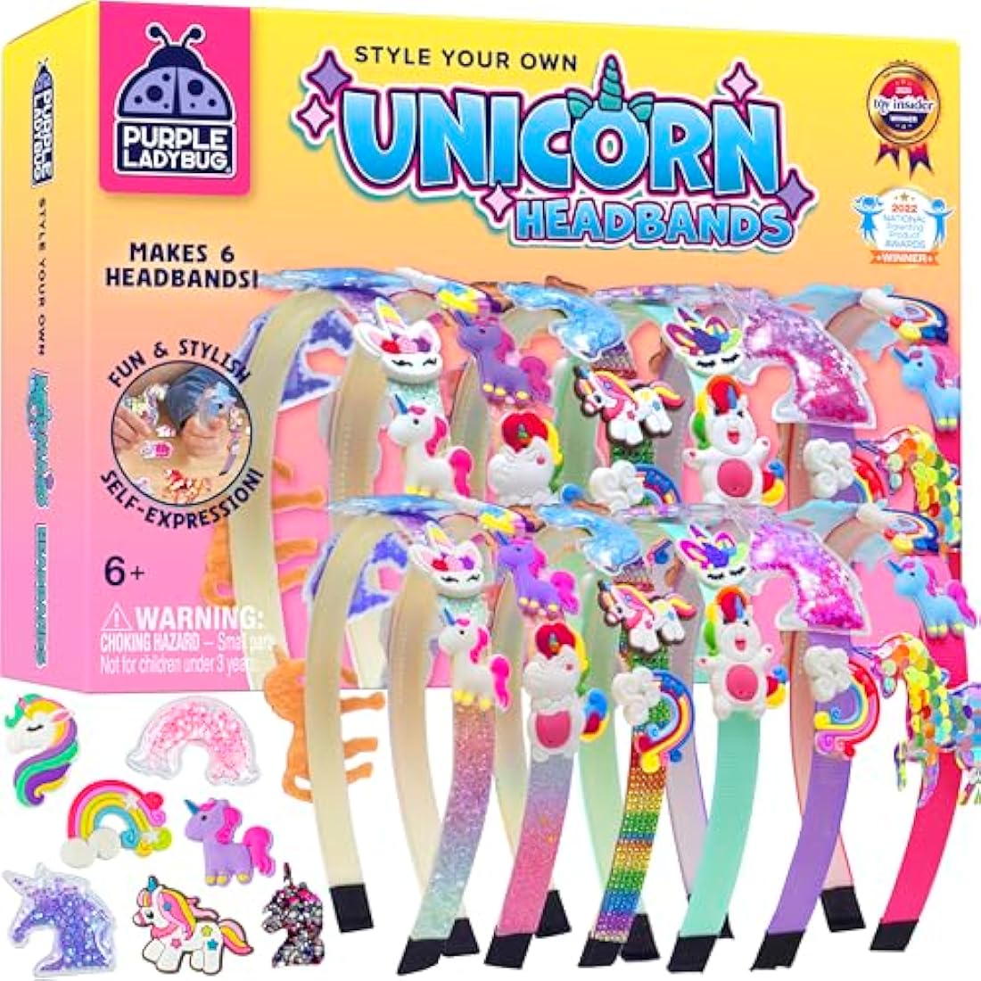 PURPLE LADYBUG Make Your Own Unicorn Headband - Unicorn Gifts for Girls Age 5-11, Arts and Craft Kits for Kids, Birthday Gifts for 5 6 7 8 9 10 11 Year Old Girls