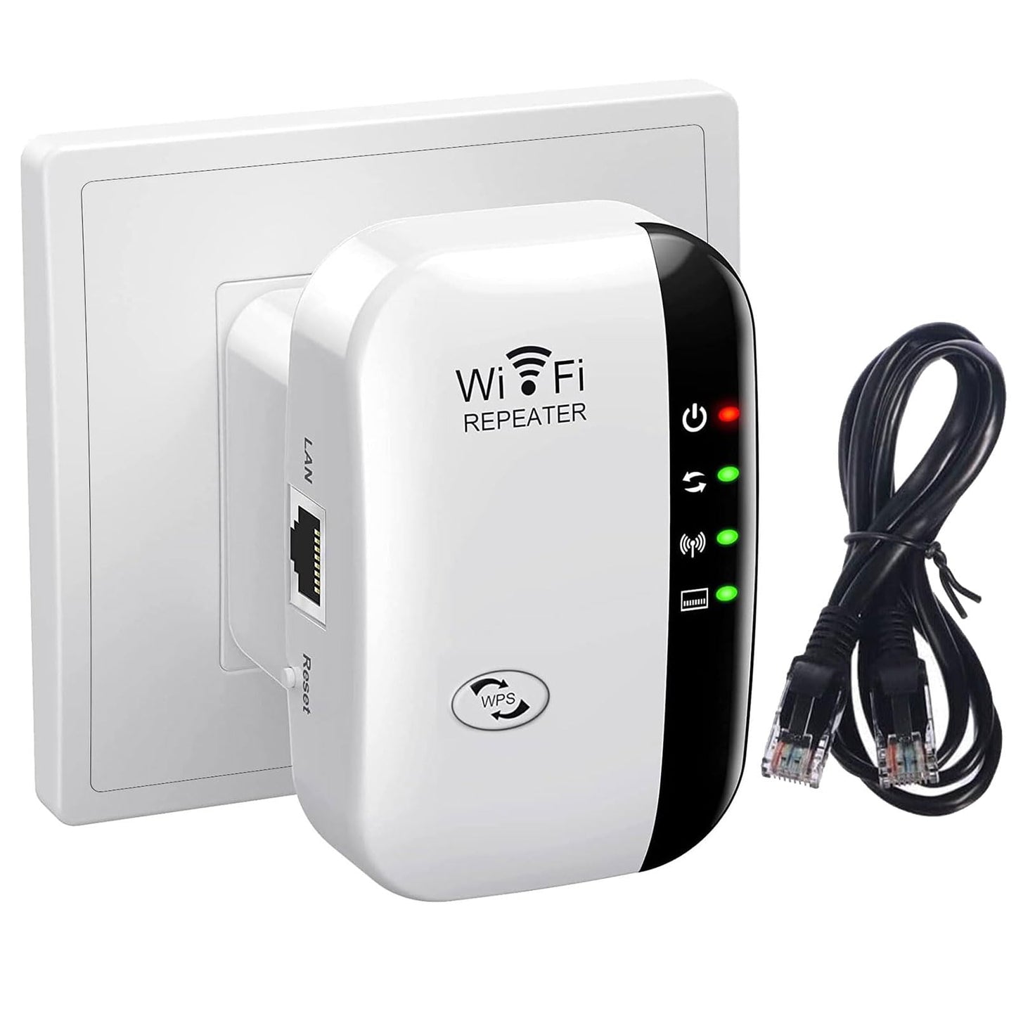 WiFi Booster, WiFi Extender Booster WiFi Repeater Covers Up to 3000 Sq.ft Internet Booster Wireless Internet Repeater with Ethernet Port, 1-Tap Setup,