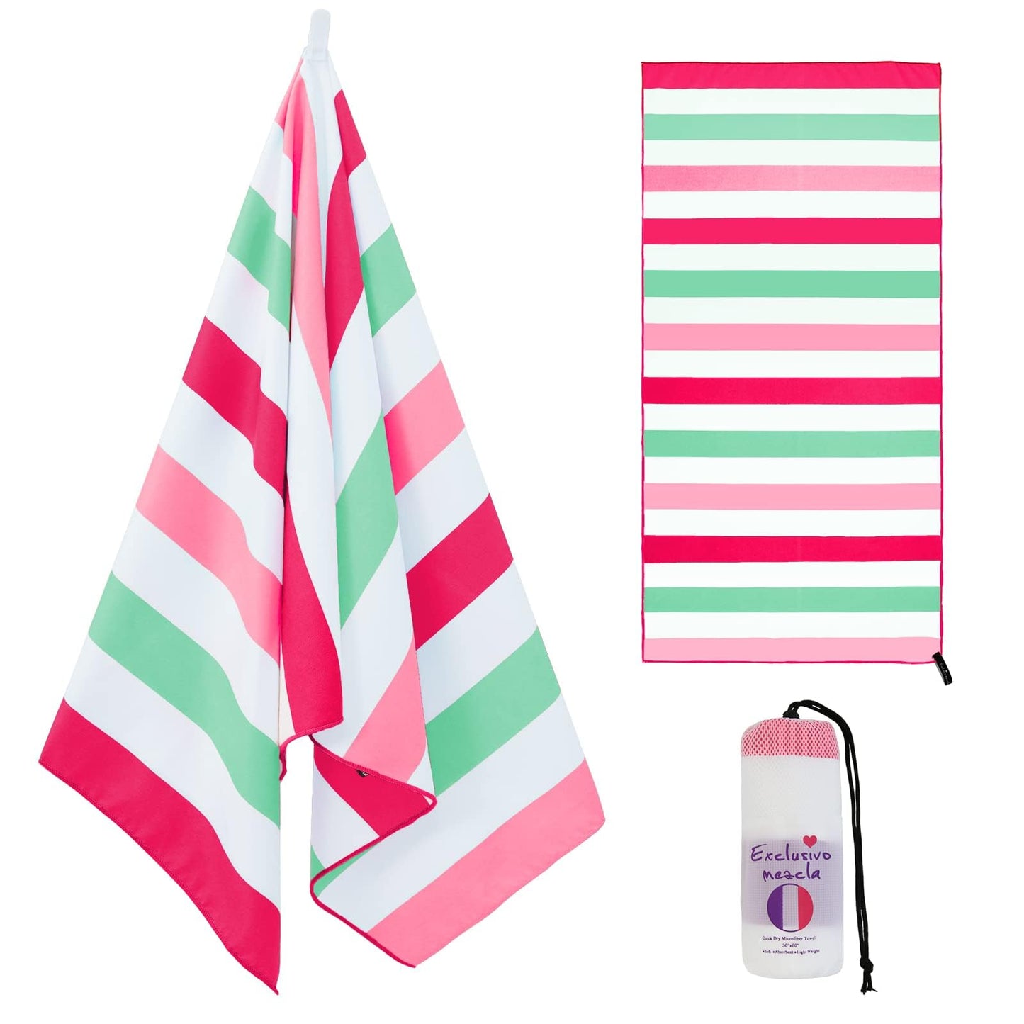 Exclusivo Mezcla Large Microfiber Quick Dry Beach Pool Towel, 152x76 cm