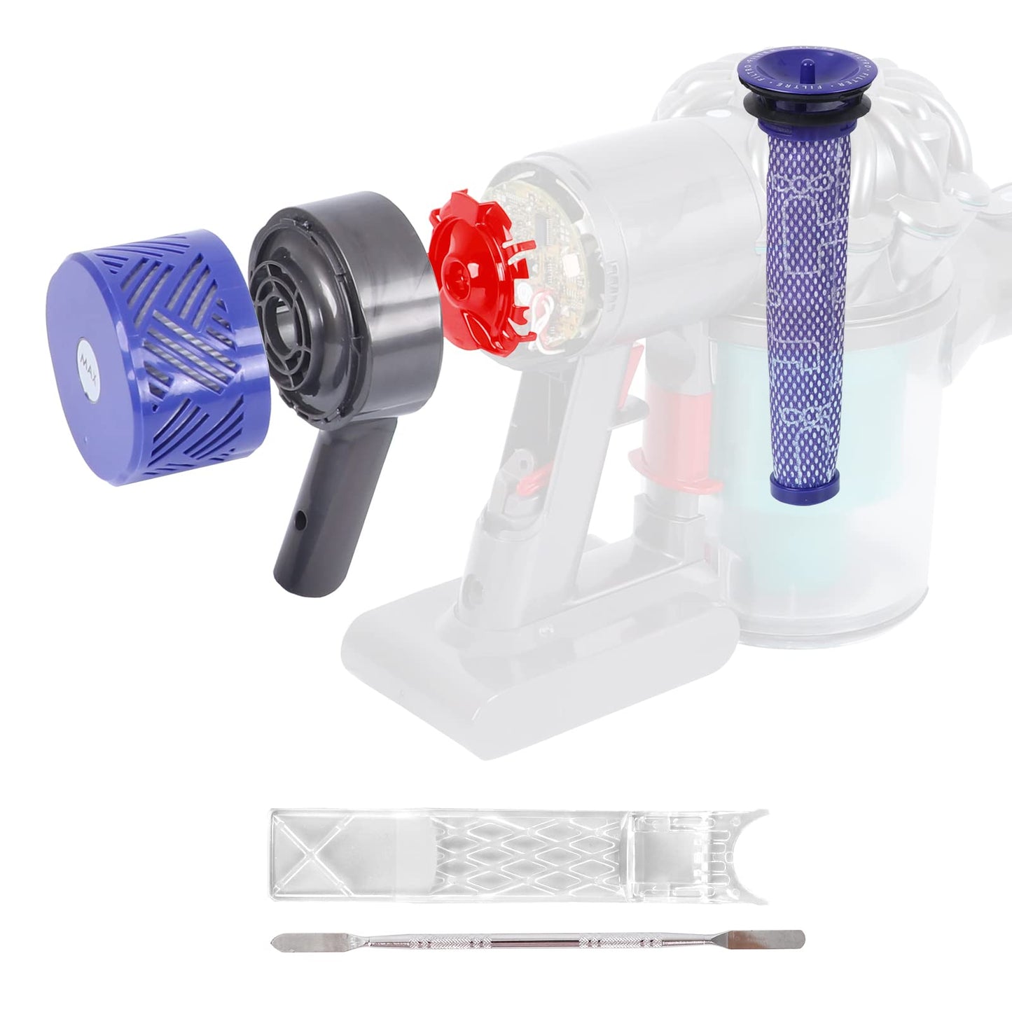 Upgrade V6 HEPA Filter + V6 Rear Filter Set Compatible with Dyson V6 DC58 DC59 DC62 DC72 DC74 Replacement Parts, Replacement for Dyson V6 Filters