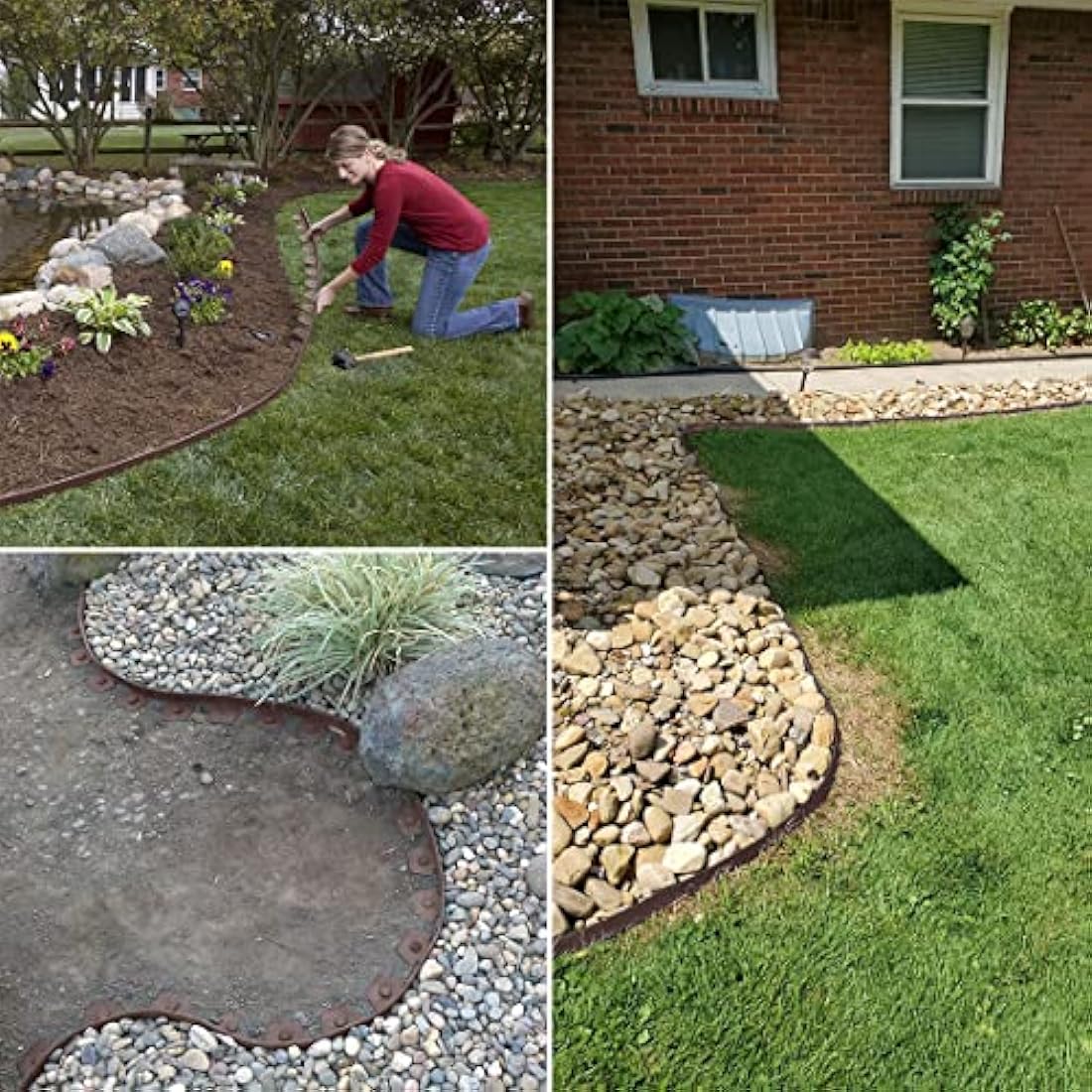 Lawn Edging Border 10m,Garden Edging Borders [Extra Tall 10cm High] with 30pcs Stakes,Flexible Landscape Edging,Mini Plastic Fence for Yard Flower Beds,Grass,Path -Brown