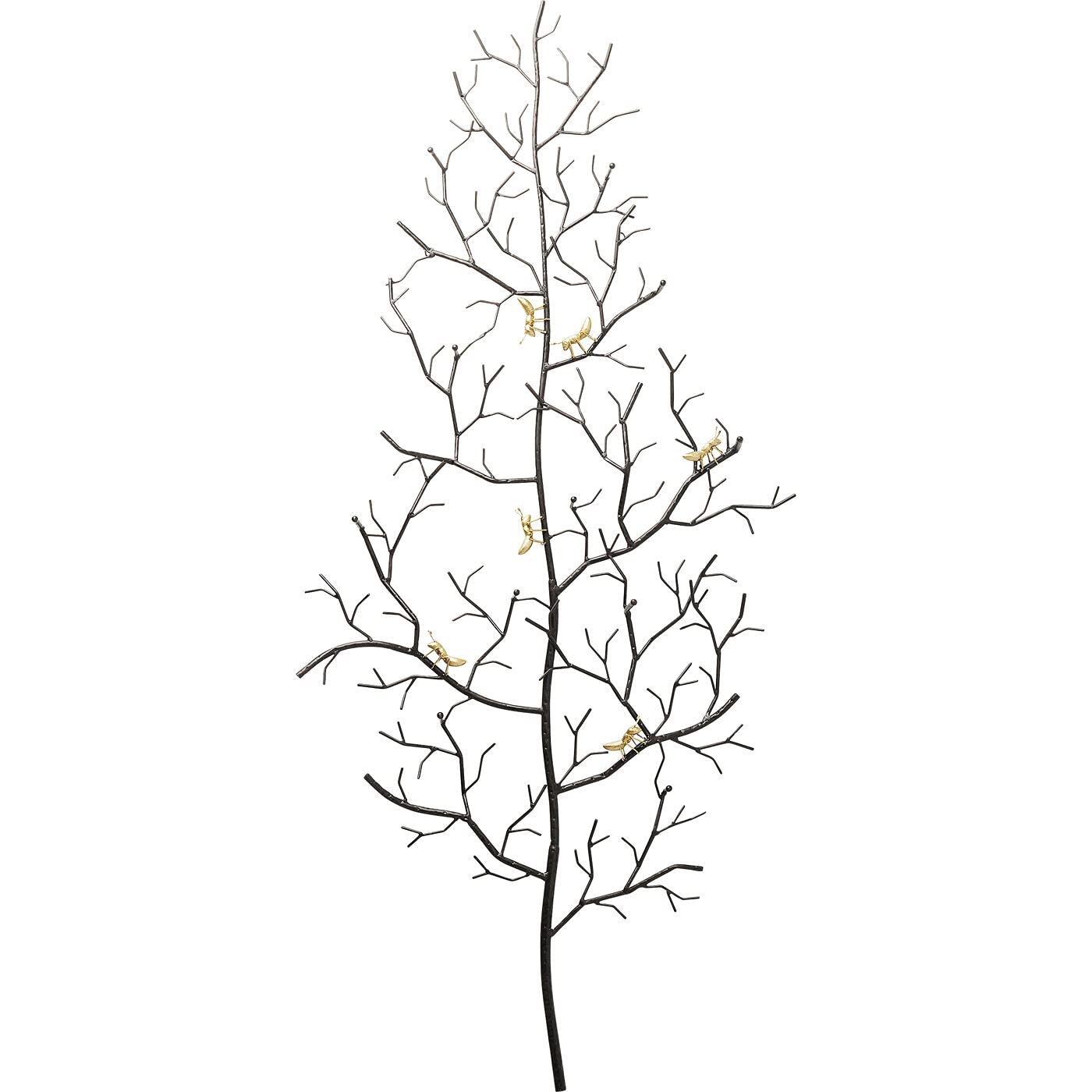 Kare Design Coat Rack Ants On A Tree Big, Gold, Black, steel powder-coated, ant figures design, wall coat hanger for robe and clothes, for hallway