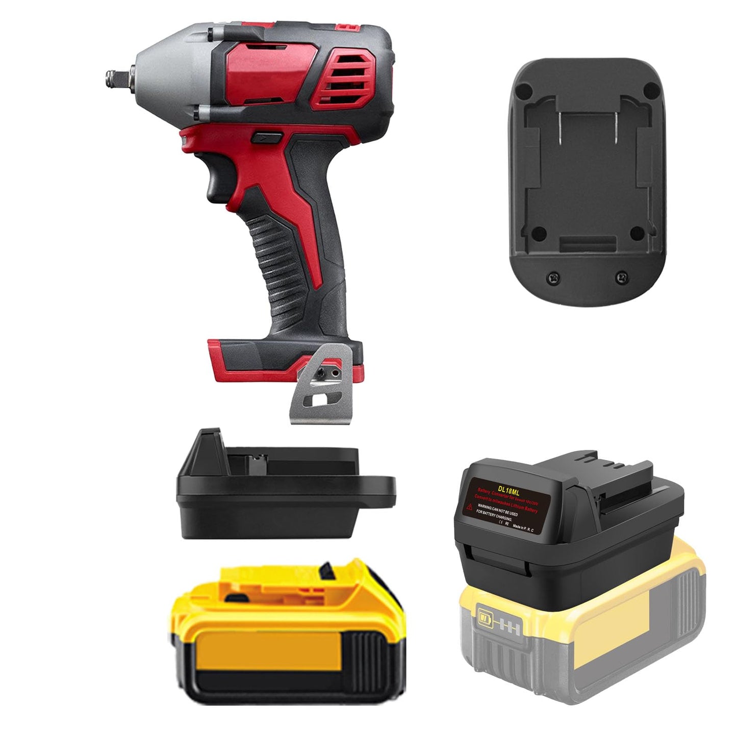 DW18ML Battery Adapter for DeWalt 18V 20V Lithium-Ion Battery Convert to for Milwaukee 18V Power Tool, Suitable for DeWalt 18V/20V Max Li-ion Battery