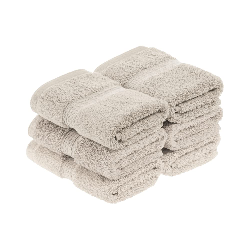 Superior 900 Gram 100% Premium Long-Staple Combed Cotton 6-Piece Face Towel Set, Stone