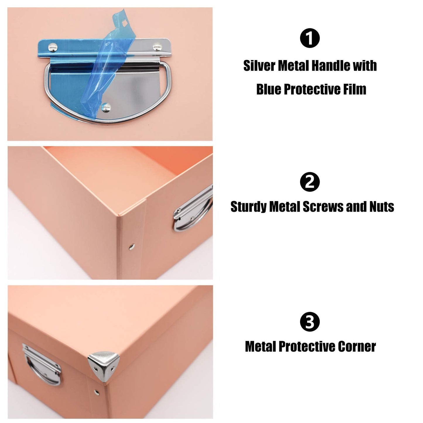 GUOZI Collapsible Storage Box with Lid, Decorative Cardboard File Organizer
