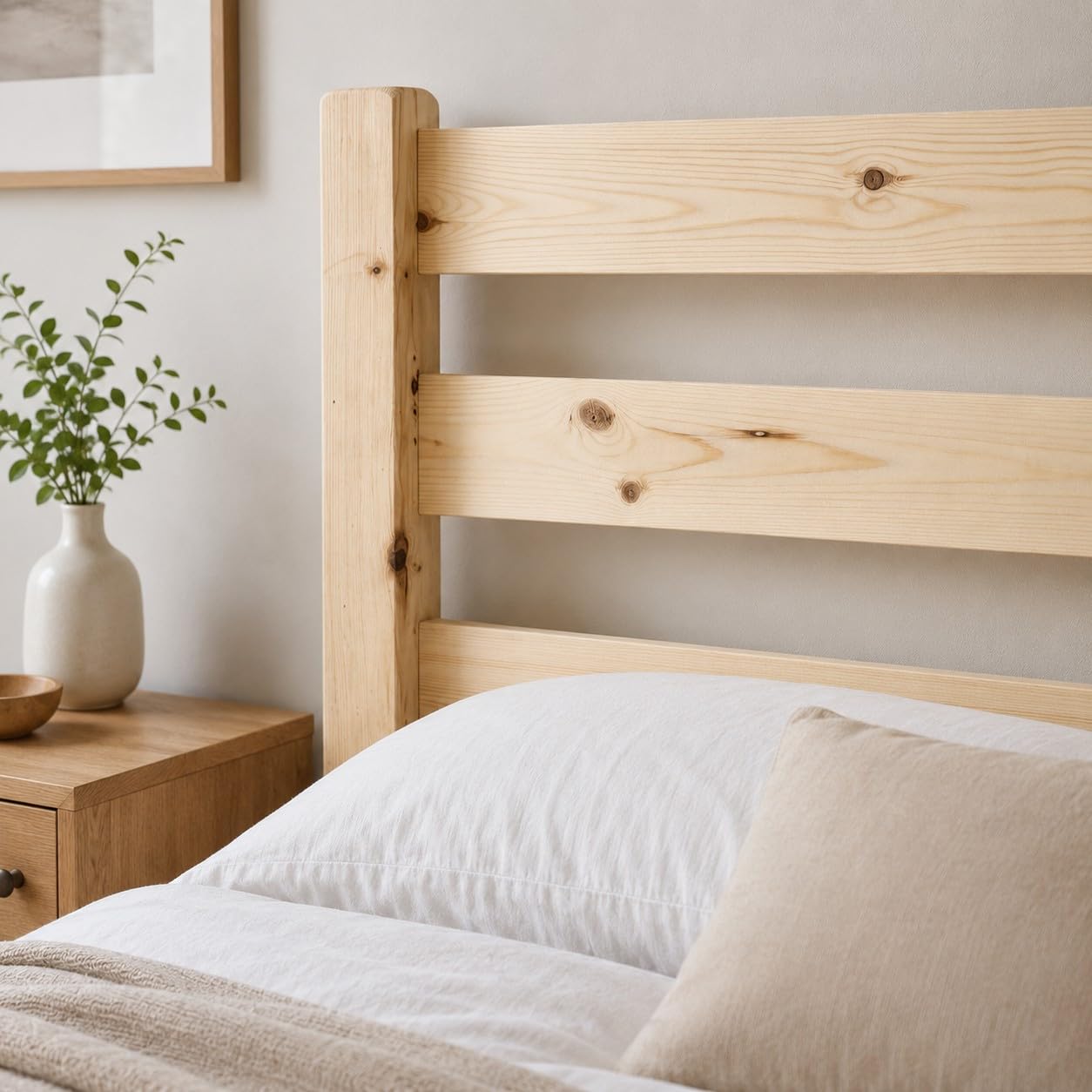STRICTLY BEDS&BUNKS Solid Pine Headboard (Natural, 3ft Single)