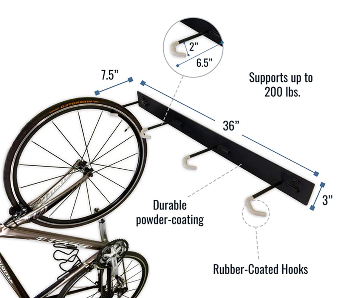 4 Bike Rack for Garage - Solid Steel Extra Heavy Duty BLAT Bike Rack - Garage Wall Mounted Bicycle Storage