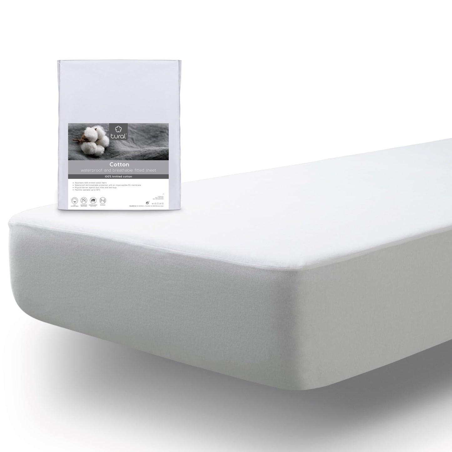 Tural Mattress Cover 140x200cm Double Size 2 in 1 Protector and Fitted Sheet Waterproof and Breathable
