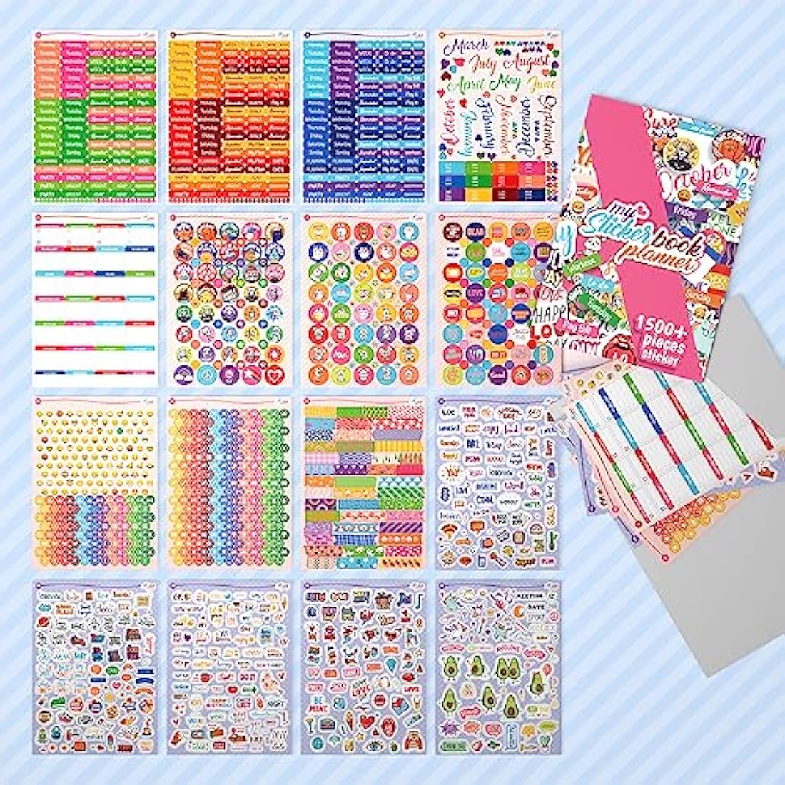 colortouch Sticker Set - 2500+ Pcs Monthly, Weekly, Daily Stickers - 32 Sheets Journal Sitckers Album for Planner, Organizer, Calendar, Album, Journal, Daily, Notebook, Bullet Journal, Homework