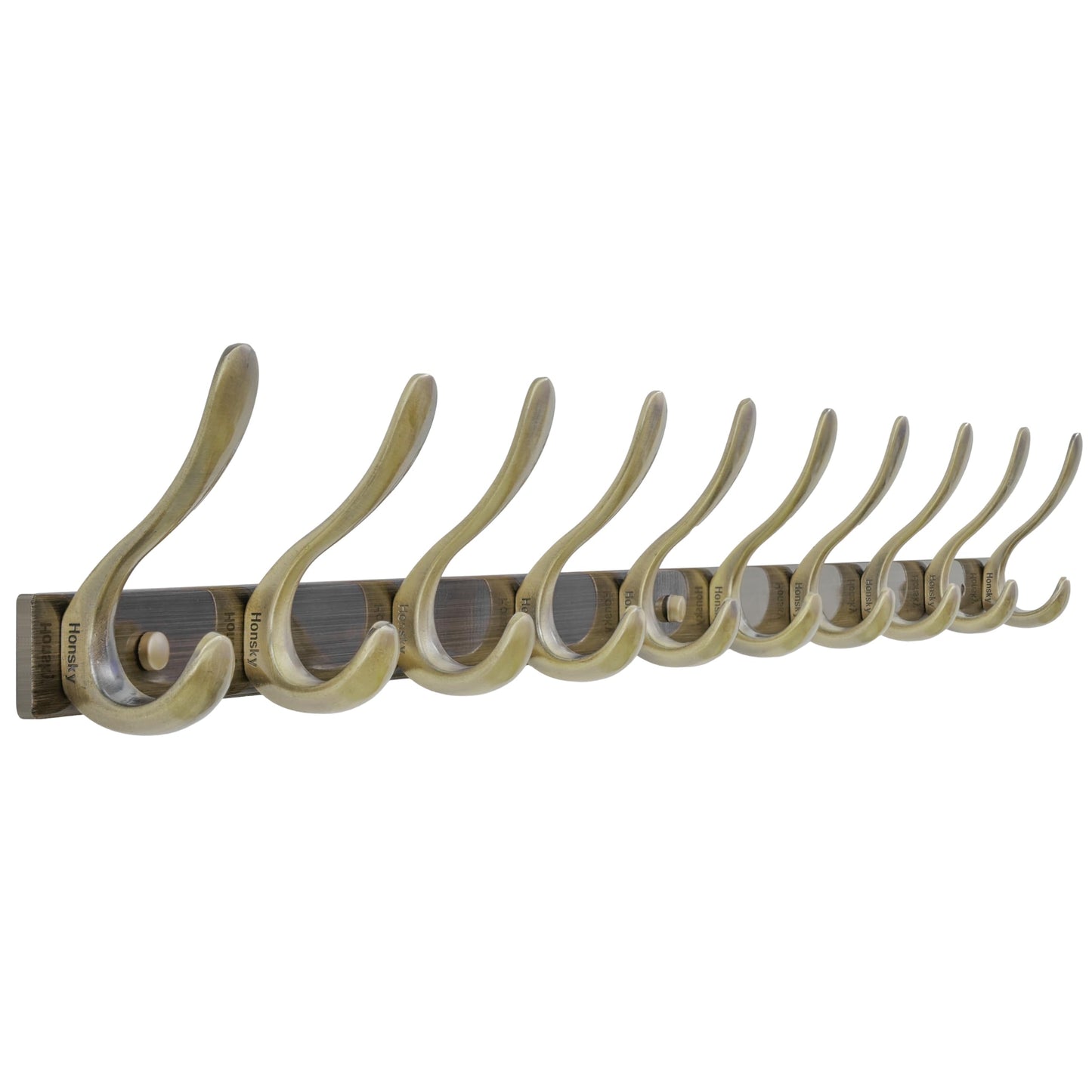 HONSKY Wall Mounted Coat Rack 94cm - Heavy Duty Metal 10 Double Hooks, Sturdy Hook, Space-Saving Coat Hanger for Hallway/Entryway/Bedroom